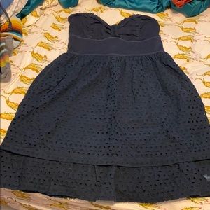 Navy Blue Abercrombie eyelet tubetop size Small